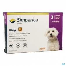 Simparica (Симпарика) средство от блох и клещей для собак 2.5 - 5 кг