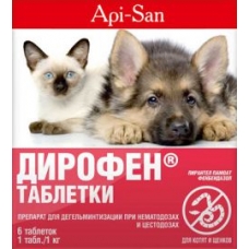 Преперат противогельминтный для котят и щенков Api-San Дирофен, 6 таб.