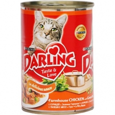 Корм консервированный для кошек Darling с курицей и зеленым горошком 400 гр