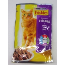 Корм консервований для котів Friskies шматочки в підливі з ягням, 100гр