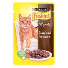 Корм консервований для котів Friskies з яловичиною та морквою, в підливі 100гр