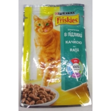 Корм консервований для котів Friskies шматочки в підливі з качкою, 100гр