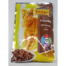 Корм консервований для котів Friskies шматочки в підливі з печінкою, 100гр