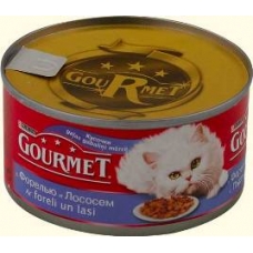 Корм консервированный для кошек Gourmet кусочки в подливке с форелью и лососем 195гр