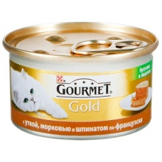 Корм консервированный для кошек Gourmet Gold с уткой, морковью и шпинатом по-французски 85гр