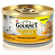 Корм для котів Gourmet Gold ніжні биточки, курка з морквою, 85гр