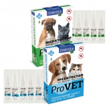 Капли для кошек и собак инсектоакарицидные ИнсектоСтоп Pro Vet (упаковка 6 пипетки - цена за 1)
