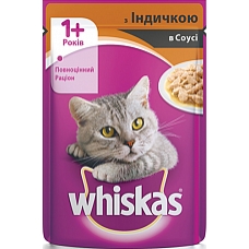 Корм консервований для котів Whiskas індичка в соусі 100г