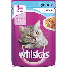 Корм консервований для котів Whiskas тунець в желе 100г