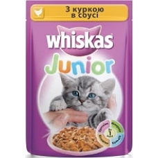 Корм консервований для кошенят Whiskas  курки в соусі 100г