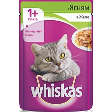 Корм консервований для котів Whiskas ягня в желе 100г