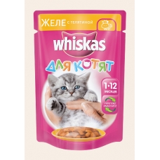 Корм консервированный для котят Whiskas «Желе с телятиной» 85 г