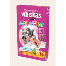 Корм сухий для кошенят Whiskas смачні подушечки з молоком «Асорті з індичкою і морквою» для котенят 400 г