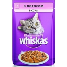 Корм консервований для котів Whiskas лосось в соусі 100г