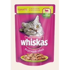 Корм консервований для котів Whiskas «Канапе з ягням і кроликом» 100 г