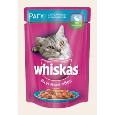 Корм консервований для котів Whiskas «Рагу з кроликом та індичкою» 100 г