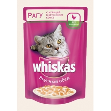Корм консервированный для кошек Whiskas «Рагу с курицей в кремовом соусе» 100 г