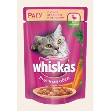 Корм консервований для котів Whiskas «Рагу з качкою, кроликом і овочами» 100 г