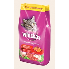 Корм сухий для котів Whiskas смачні подушечки з ніжним паштетом «Апетитне асорті з яловичиною, кроликом і ягням» 5 кг