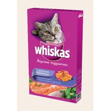 Корм сухий для котів Whiskas смачні подушечки з ніжним паштетом «Морське асорті з лососем, тунцем і креветками» 400 г