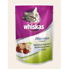 Корм консервированный для кошек Whiskas цельные кусочки ягненка и утки в соусе 85 г