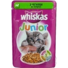 Корм консервований для кошенят Whiskas ягненок в соусе 100г